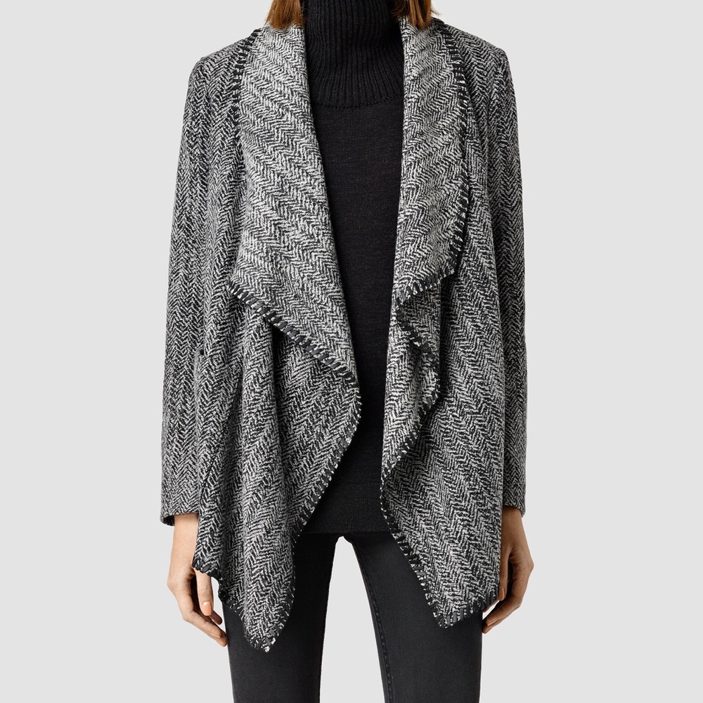 AllSaints alpha roux leather trim jacket